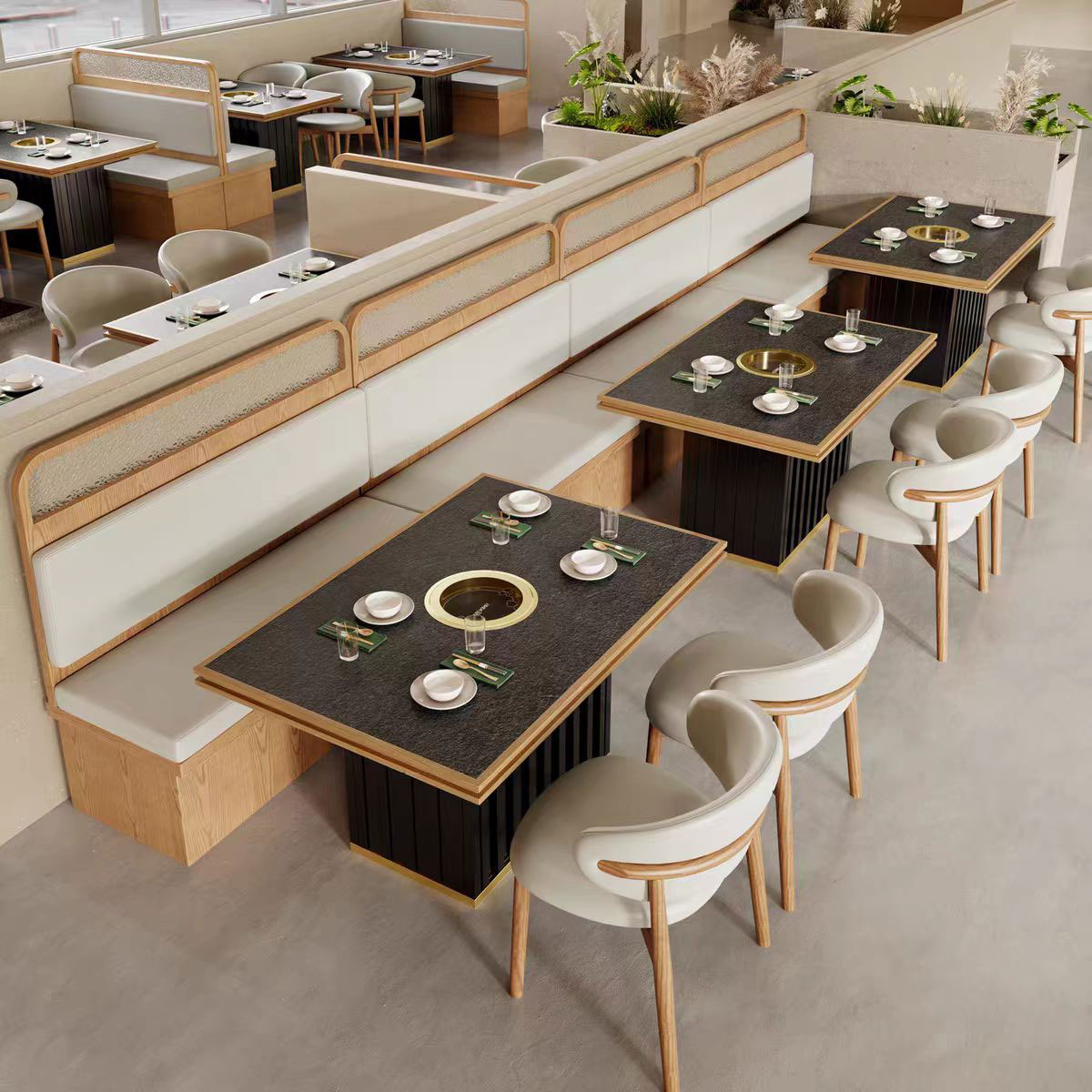 Hot Sale Barbecue Restaurant Table and Chairs Set