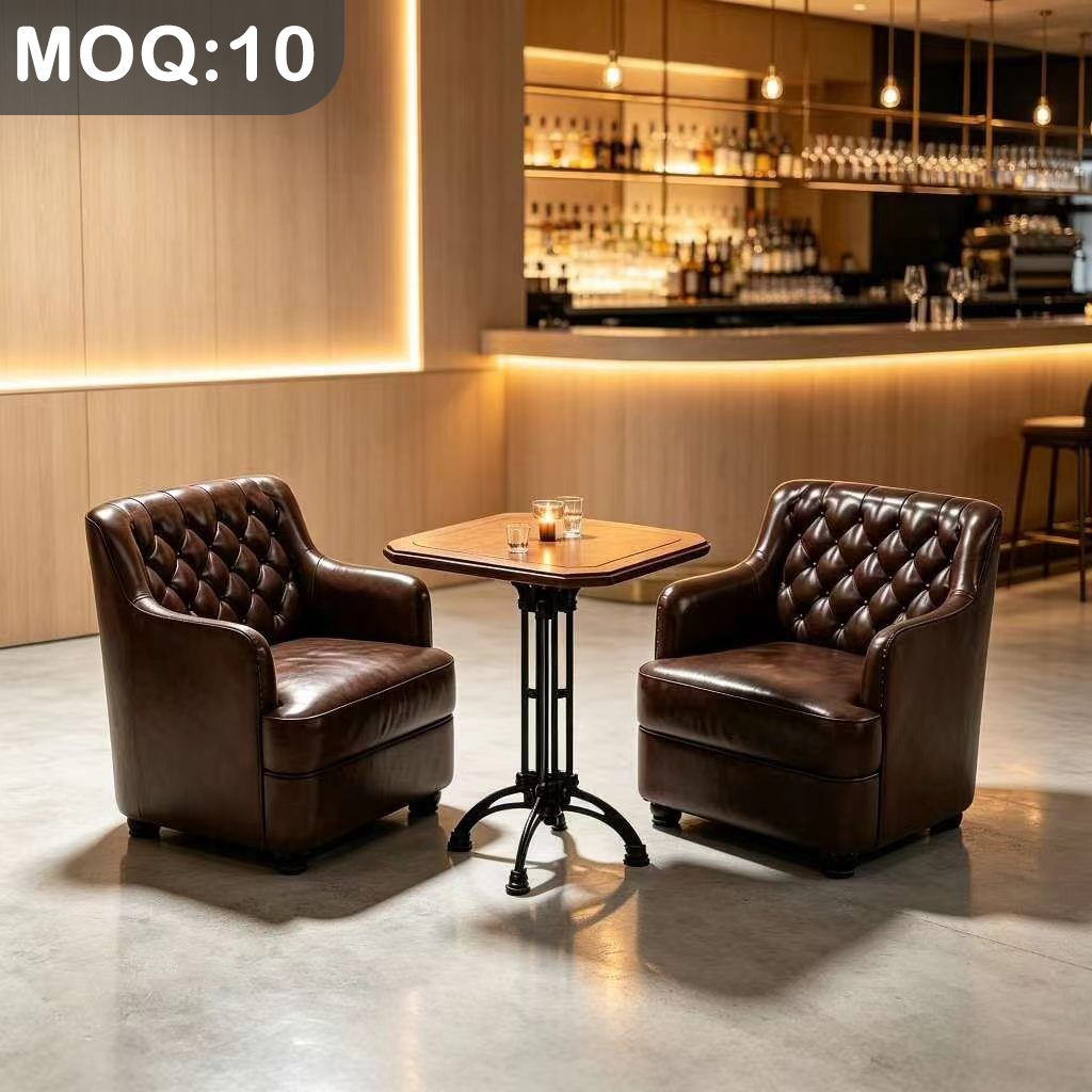 Customization OEM ODM Luxury Modern 4-seater Chairs PU Leather Solid Wood Table Bar Furniture Set for Home Bar & Commercial Use
