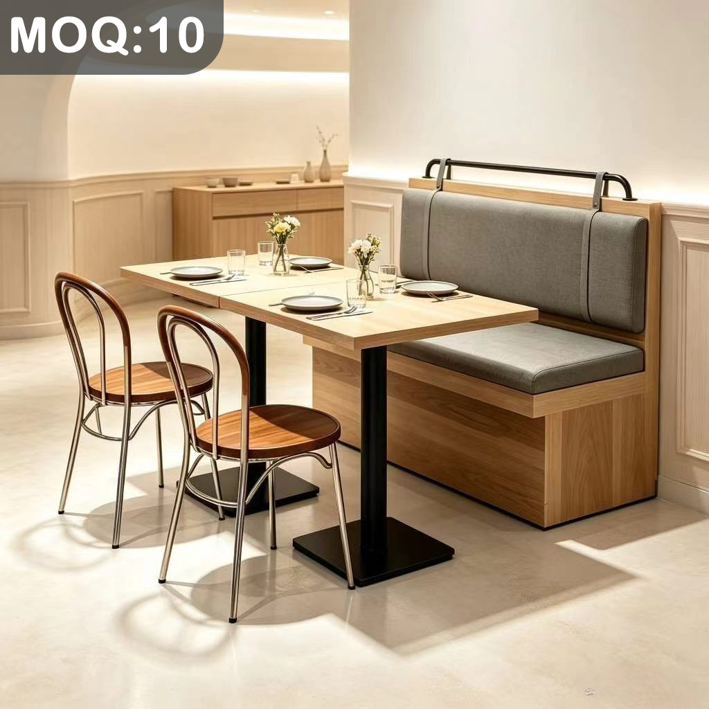 Customization OEM ODM Commercial Upholstered  Booth Luxury Solid Wood  Table Set Aluminum Restaurant Dining Chairs