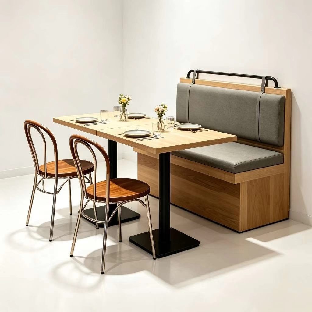 Customization OEM ODM Commercial Upholstered  Booth Luxury Solid Wood  Table Set Aluminum Restaurant Dining Chairs