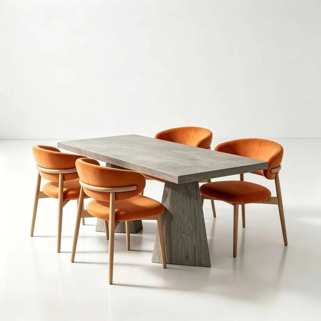 Customization OEM ODM Commercial Modern Luxury Solid Wood Chairs Velvet Upholstered 4 Seat Table Restaurant Dining Set for Hotel