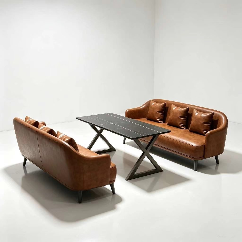 Customization OEM ODM Modern bar Set with Marble Table Wooden Frame Leather Sofa Velvet Luxury Sofa for Restaurant