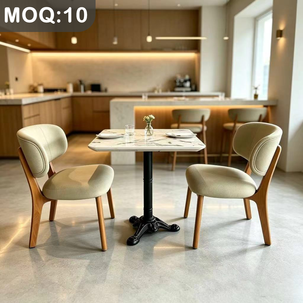 Customization OEM ODM Foldable Luxury square Marble Stone Table Set 2 Leather Wood Chairs for Restaurant Dining Furniture & Mall