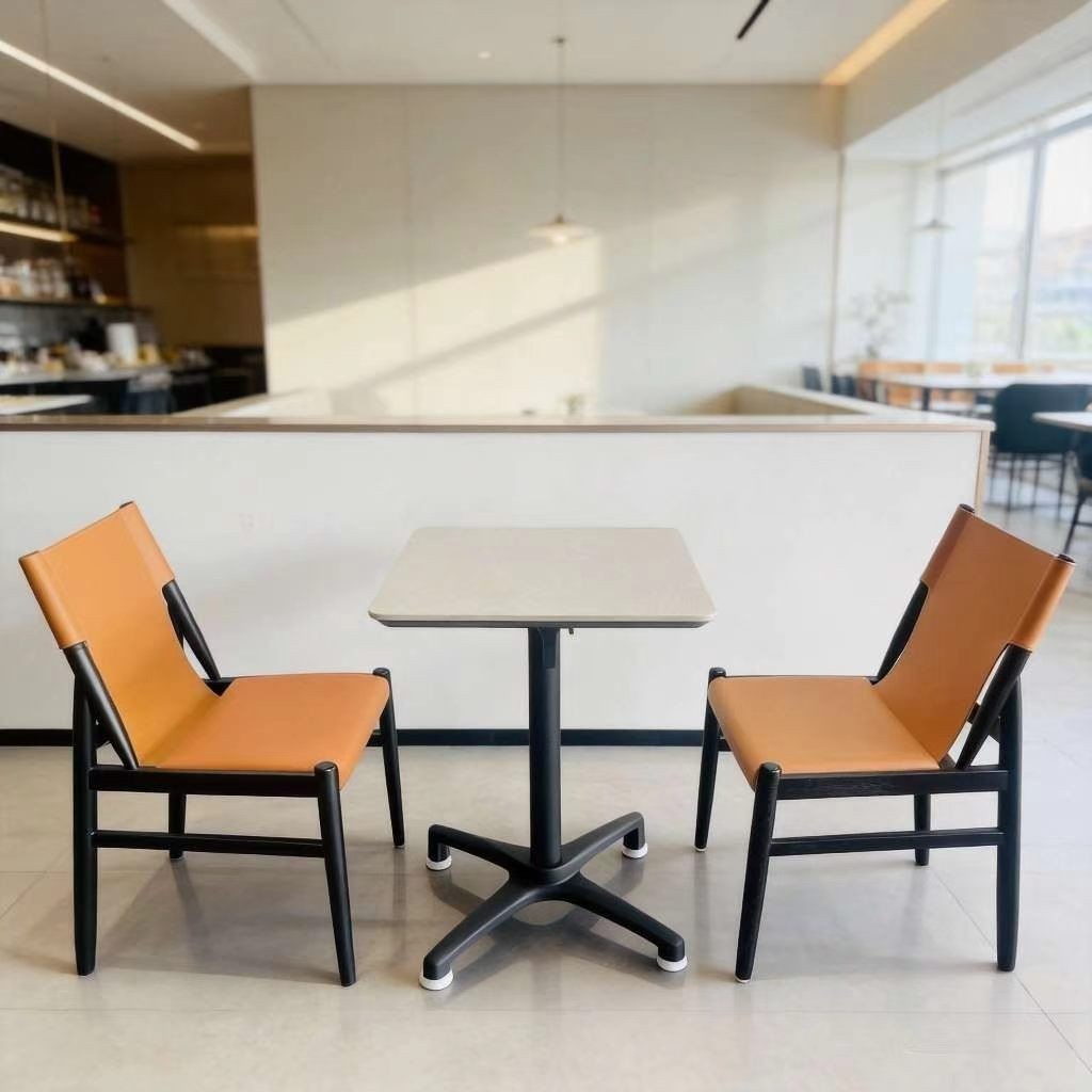 Customization OEM ODM Foldable Luxury Marble Metal Table Leather Metal Furniture Restaurant 2 Chairs Set for Dining Table & Mall