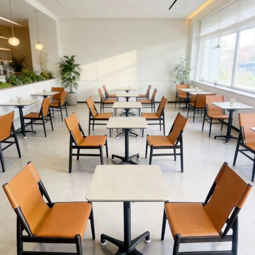 Customization OEM ODM Foldable Luxury Marble Metal Table Leather Metal Furniture Restaurant 2 Chairs Set for Dining Table & Mall