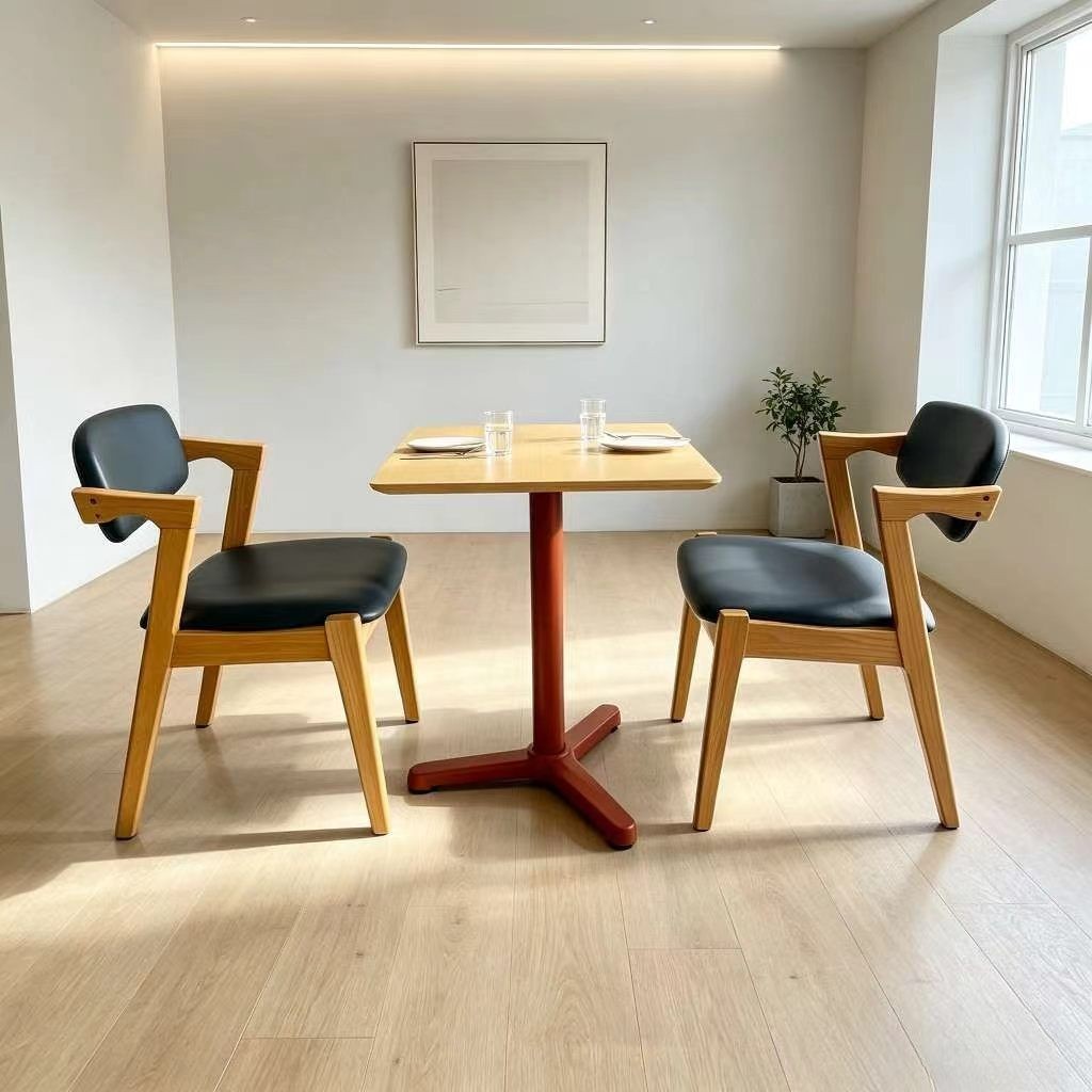 Customization OEM ODM Luxury Wood Metal  4 Seats Table Upholstered Leather Solid Wood Dining  Chair for Restaurant Bar & Mall