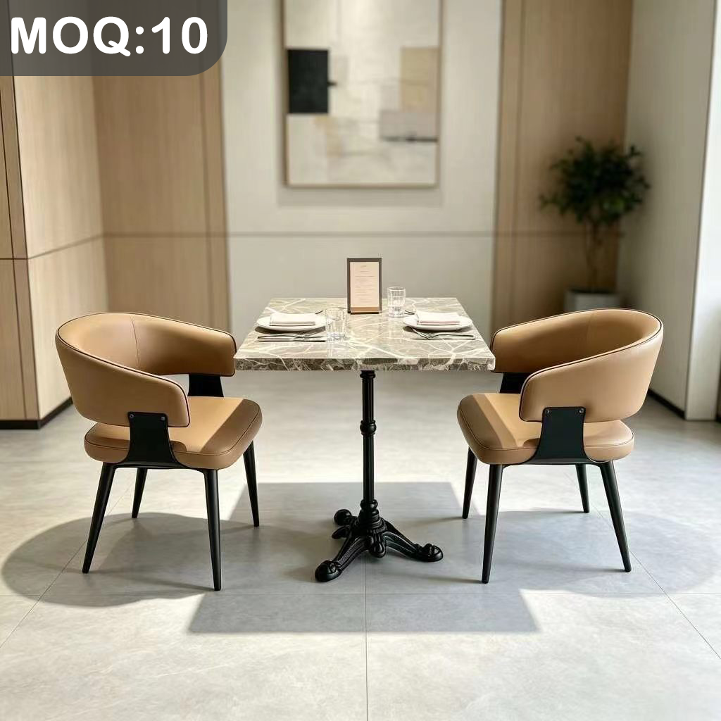 Customization OEM ODM Foldable Luxury Stone Metal Leather Upholstered 4 Seats Dining Chairs Table Se Tfor Restaurant Bar & MALL