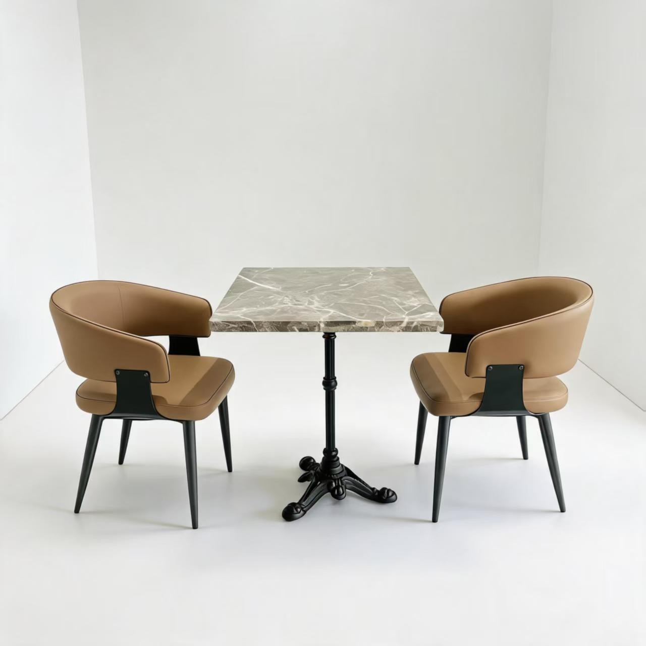 Customization OEM ODM Foldable Luxury Stone Metal Leather Upholstered 4 Seats Dining Chairs Table Se Tfor Restaurant Bar & MALL