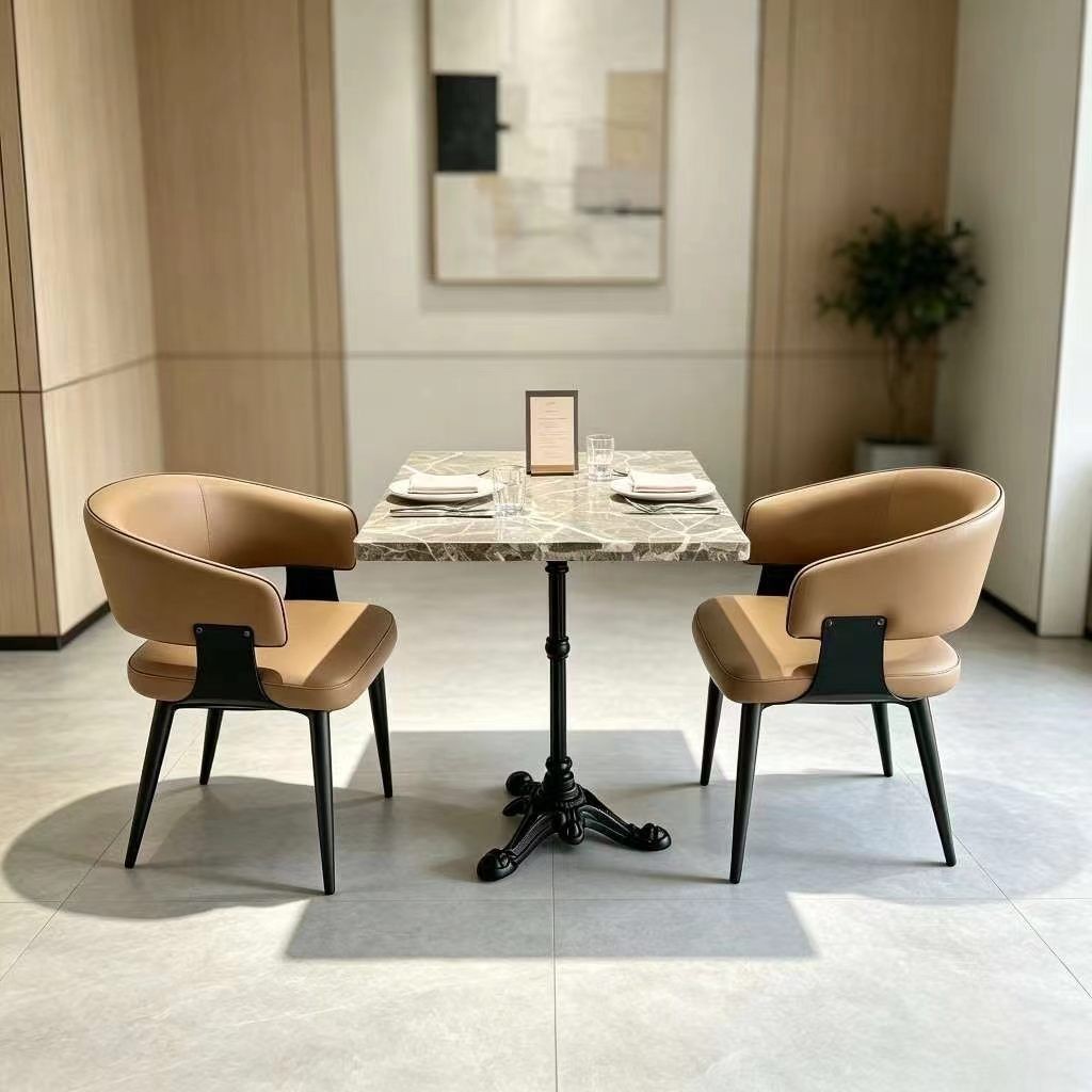 Customization OEM ODM Foldable Luxury Stone Metal Leather Upholstered 4 Seats Dining Chairs Table Se Tfor Restaurant Bar & MALL