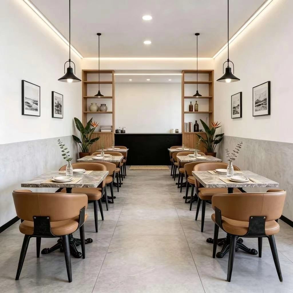 Customization OEM ODM Foldable Luxury Stone Metal Leather Upholstered 4 Seats Dining Chairs Table Se Tfor Restaurant Bar & MALL