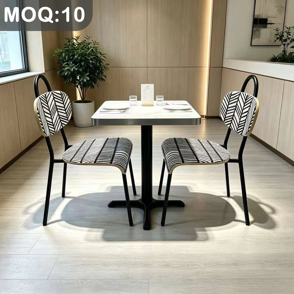 Customization OEM ODM Foldable Luxury Stone Table Metal Leather Upholstered 4 Seats  Dining Chairs Set for Restaurant & Bar