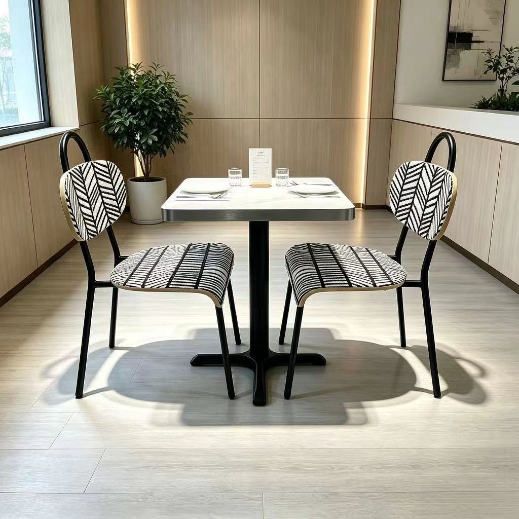 Customization OEM ODM Foldable Luxury Stone Table Metal Leather Upholstered 4 Seats  Dining Chairs Set for Restaurant & Bar