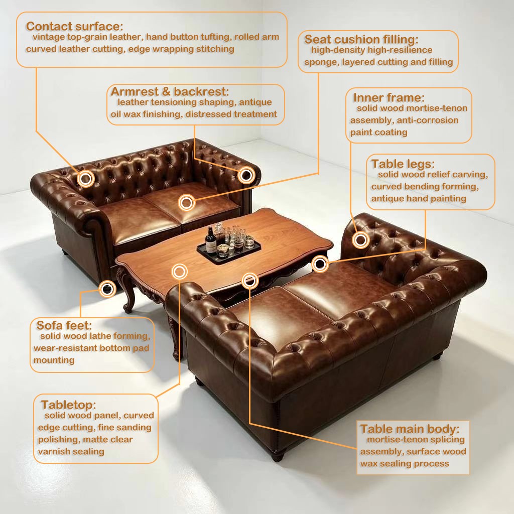 Customization OEM ODM Luxury Modern Commercial Leather Upholstered Wood 4 Seats Dining Sofa Table Set for Bar Restaurant & Hotel