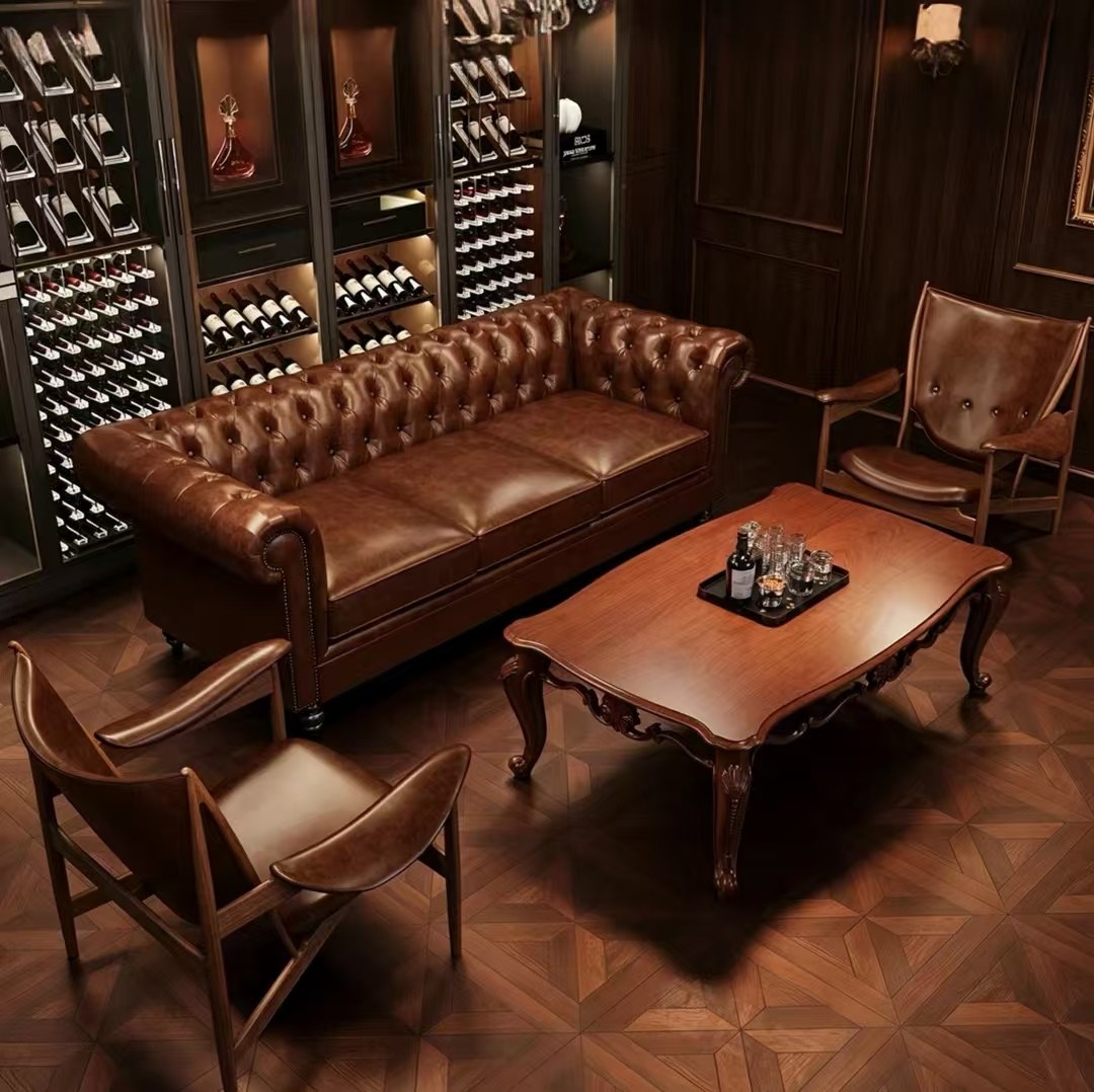 Customization OEM ODM Luxury Modern Commercial Leather Upholstered Wood 4 Seats Dining Sofa Table Set for Bar Restaurant & Hotel