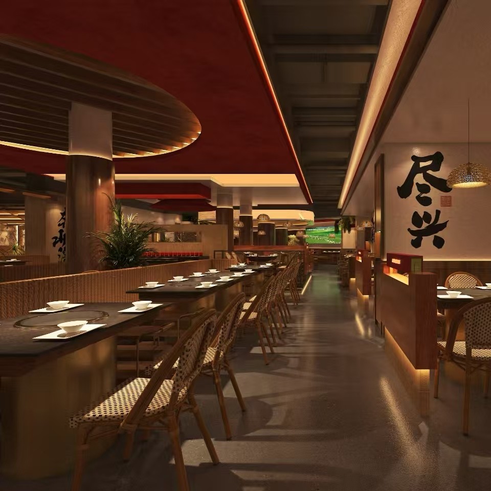 Customization OEM ODM Modern Dining Set with Stone Hot Pot Tablee Rattan Woven Chairs Solid Wood Leather Booth for Restaurant
